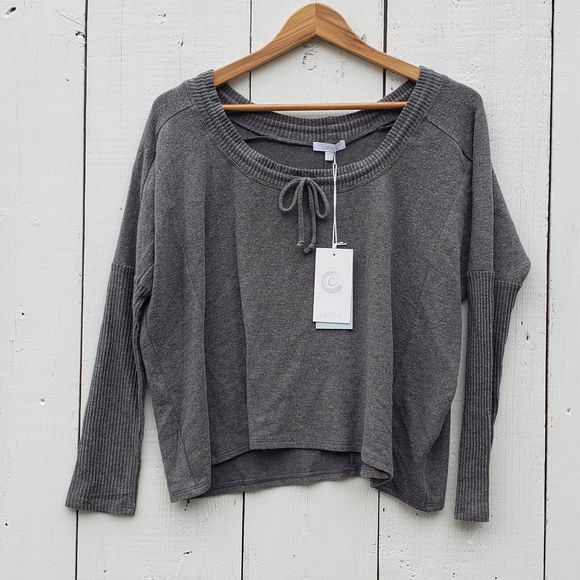 JOHNNY WAS CALME Tunnel Drawstring Crop Sweater Grey Size S NEW - $138 - Picture 5 of 8